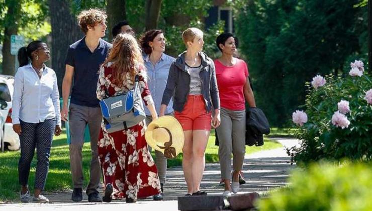 Tour group walking on Summit Ave